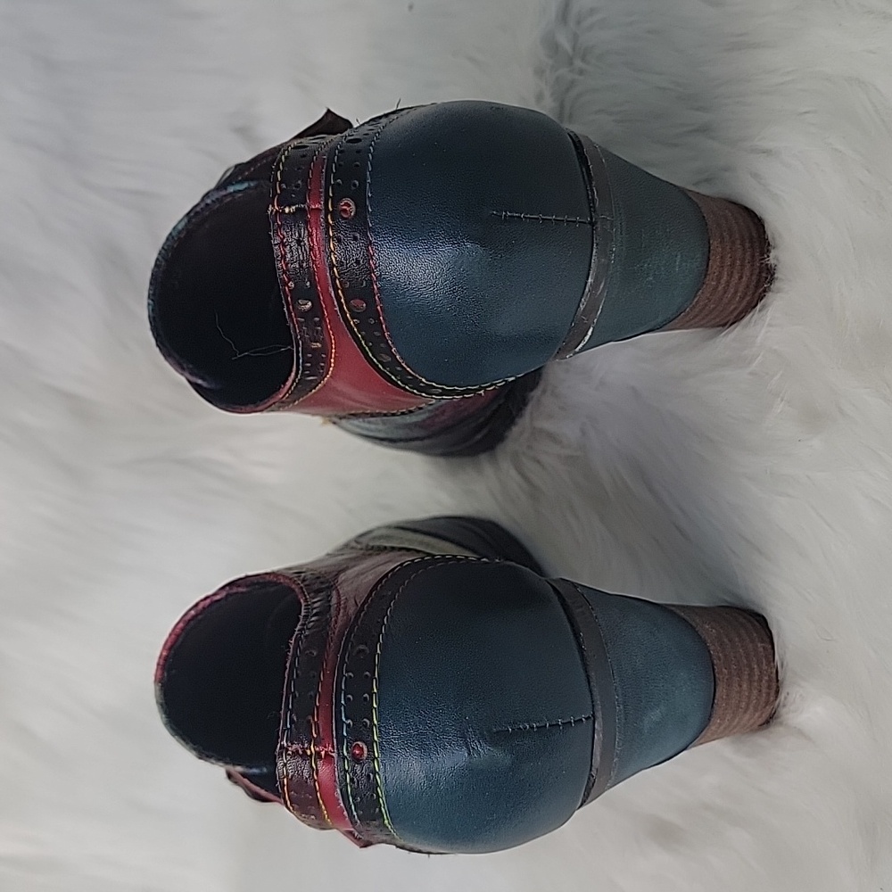 CRAZYCATZ Victorian Boho Floral Hand Painted Oxford Chunky‎ Bootie Block Heels 8 - Picture 4 of 13